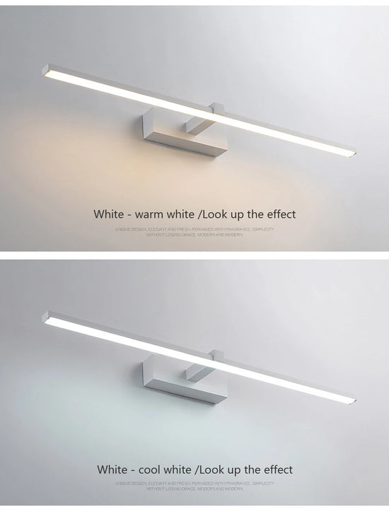 Modern LED Wall Light - Tri-Color Dimmable Bathroom Mirror Lamp