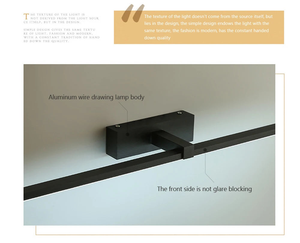 Modern LED Wall Light - Tri-Color Dimmable Bathroom Mirror Lamp