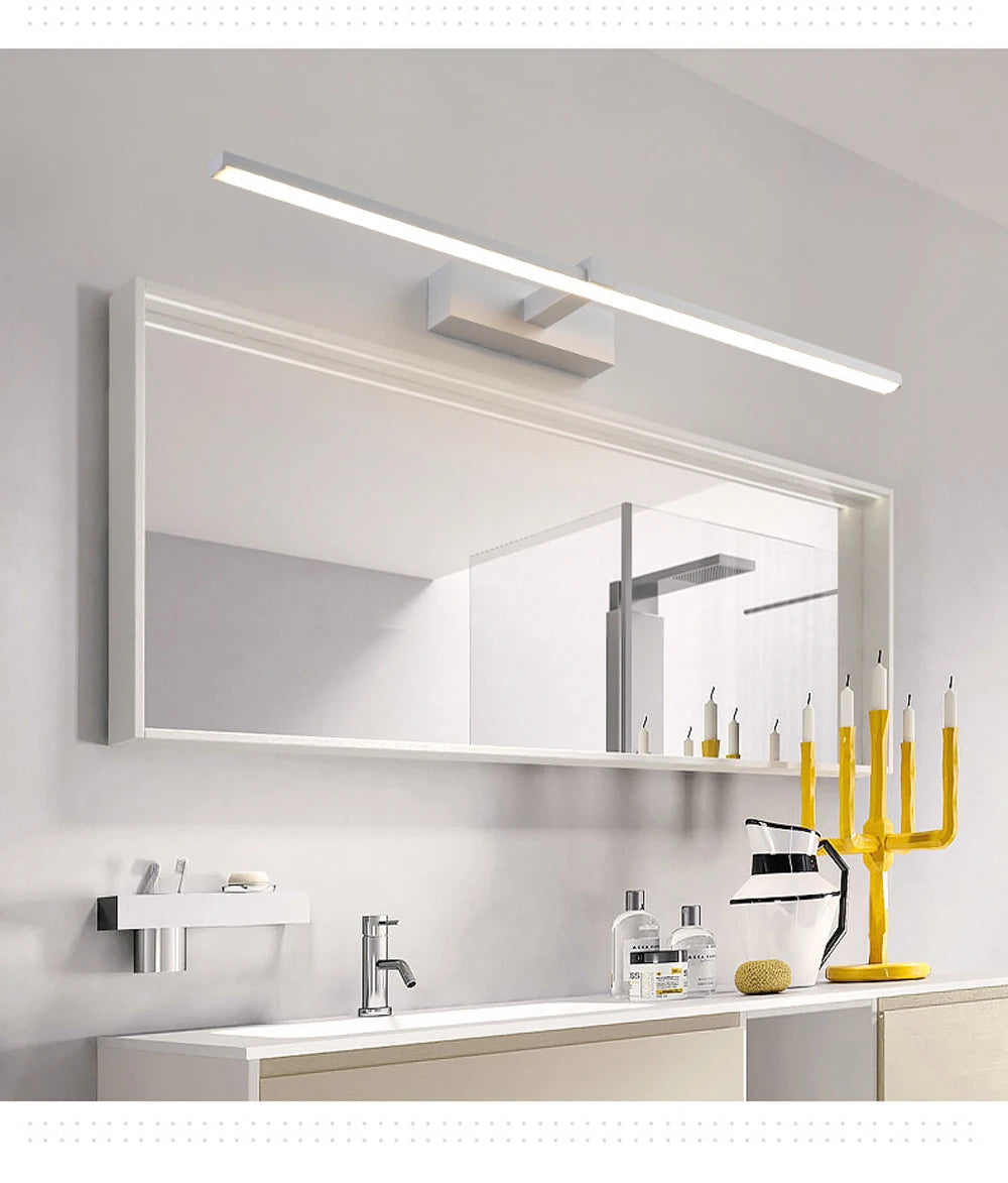 Modern LED Wall Light - Tri-Color Dimmable Bathroom Mirror Lamp