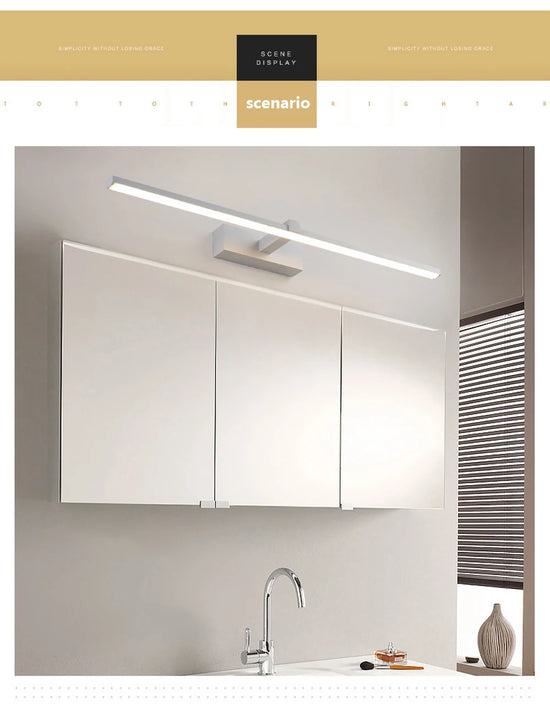 Modern LED Wall Light - Tri-Color Dimmable Bathroom Mirror Lamp