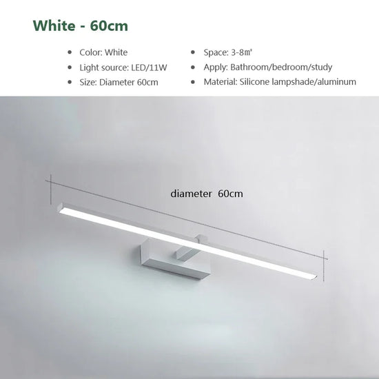 Modern LED Wall Light - Tri-Color Dimmable Bathroom Mirror Lamp