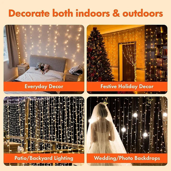 3M LED Curtain String Lights | 8 Modes USB Fairy Lights | Festive & Party Decor