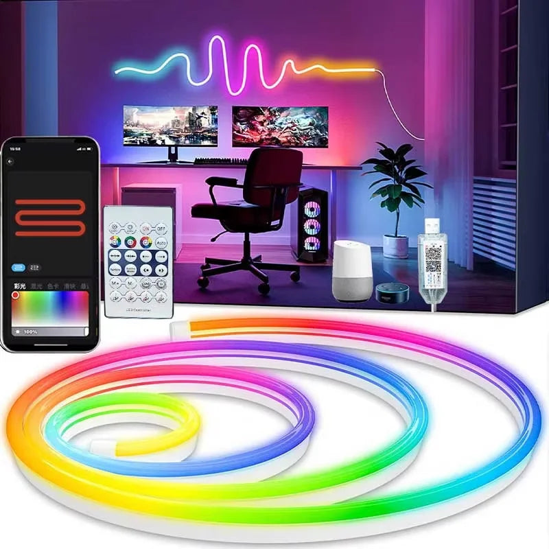 USB RGB Neon LED Strip | Bluetooth App & Remote Control | Flexible & Vibrant Lighting