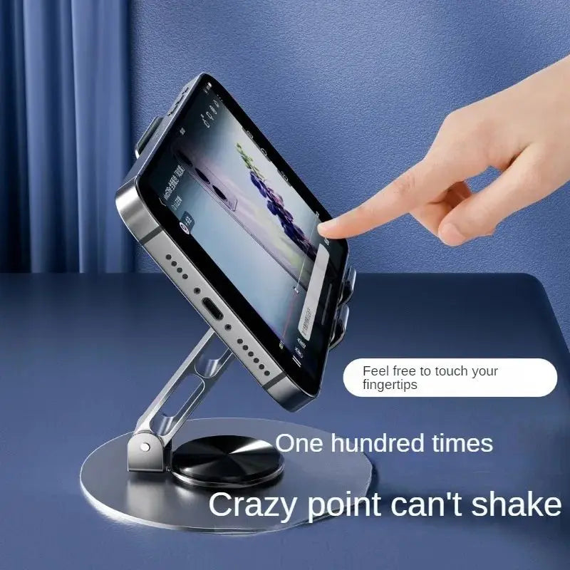 All-Metal Aluminum 360° Rotating Mobile Phone Holder | Universal Foldable Bracket with Double Shaft & Anti-Fall Stability