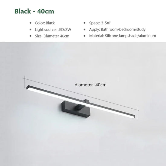 Modern LED Wall Light - Tri-Color Dimmable Bathroom Mirror Lamp