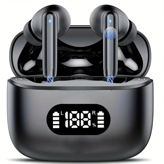 Wireless Earbuds with 40dB Noise Cancellation | Bluetooth 5.3 | 6 Mic ENC | LED Display and Transparency Mode